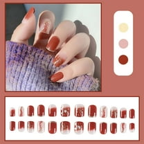 Acrylic Striped On Nails for Women and Girls Full Set 24 with Glue Design Nail Tips Kit