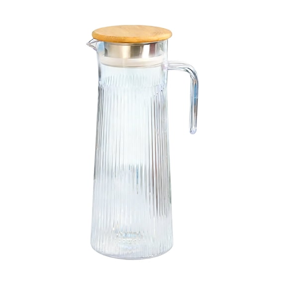 Acrylic Striped Water Pitcher with Lid for Home Dining, Outdoor Gatherings, Clear PC Cold Beverage Dispenser for Iced Tea, Infused Drinks