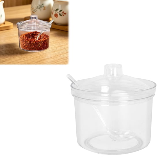 Acrylic Sugar Bowl Set With Lid And Spoon, Transparent Seasoning Jar For Kitchen, Multi-Size Glass Condiment Container, Acrylic Spice Jar With Spoon, Clear Seasoning Box For Sugar Ghee Olive Oil