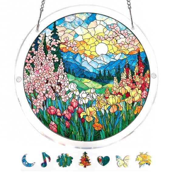 Acrylic Sun Catcher Puzzles, 2026 Upgrade 83 Pieces Acrylic Puzzles Suncatcher, Adults Suncatchers Kits for Doors Garden and Window Hanging