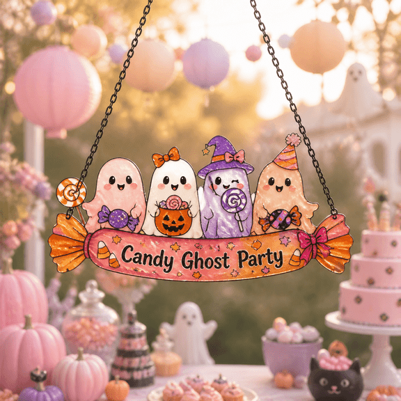 Acrylic Suncatcher Candy Ghost Party Window Decor for Halloween