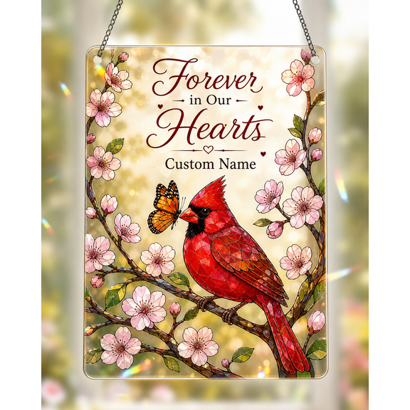 Acrylic Suncatcher Cardinal Memorial Window Hanging for Sympathy Gift