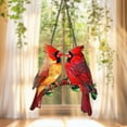 thumbnail image 1 of Acrylic Suncatcher Cardinal Pair Window Hanging Decoration Red Bird Stained Glass Style Ornament, 1 of 4