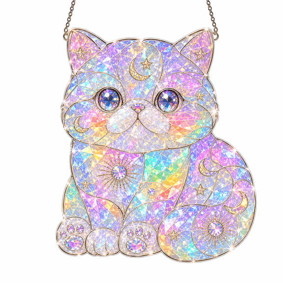 Acrylic Suncatcher Cozy Exotic Cat Window Hanging for Christmas Cat Lovers