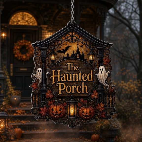 Acrylic Suncatcher Haunted Porch Window Decor for Halloween