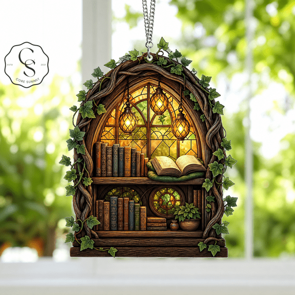 Acrylic Suncatcher Hobbit Book Nook Arch Window Hanging for Book Lovers