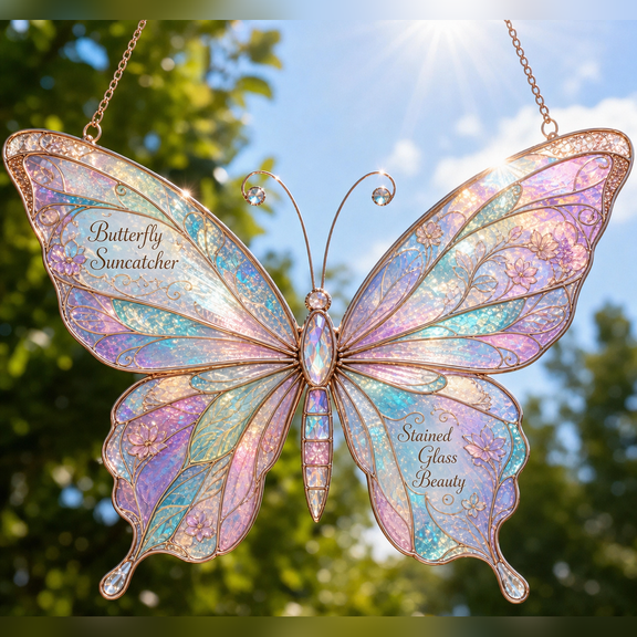 Acrylic Suncatcher Iridescent Butterfly Acrylic Window Hanging for Butterfly Lovers