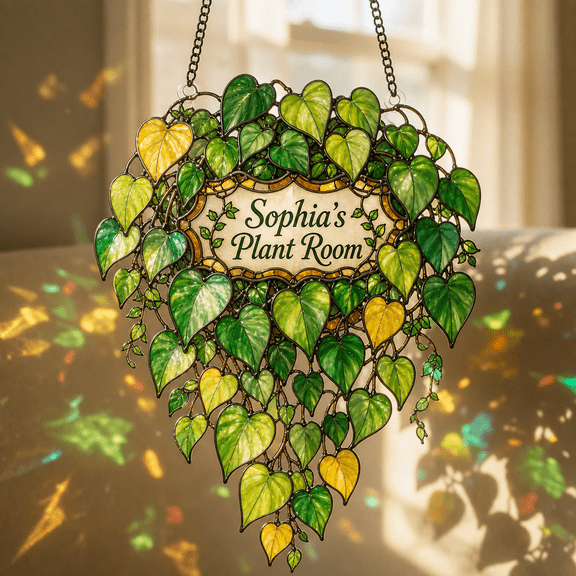 Acrylic Suncatcher Personalized Plant Room Window Hanging for Plant Lovers