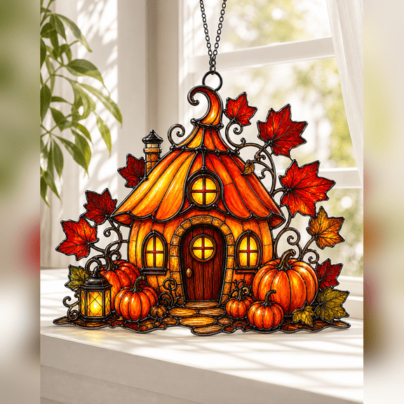 Acrylic Suncatcher Pumpkin Patch Cottage Window Decor for Fall
