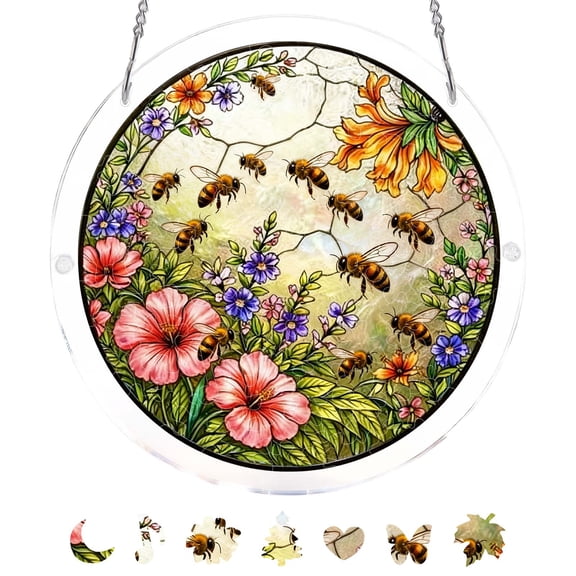 Acrylic Suncatcher Puzzle Kit DIY Window Hanging Sun Catcher Stained Glass Rainbow Light Decor Relaxing Craft Gift for Home Office Bedroom Living Room Adults Art Lovers