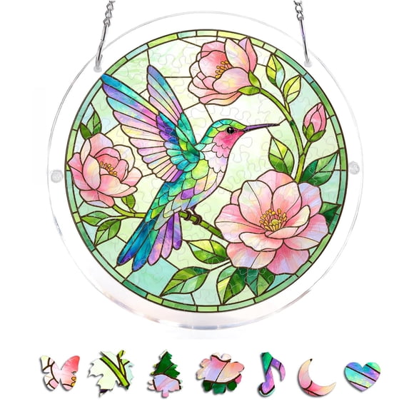 Acrylic Suncatcher Puzzle Kit,Stained Glass Window Hanging 83 Pieces Sun Catcher Acrylic Puzzles Garden Ornament for Birthday Gift Home Window Art, Summer Decorations for Home,6