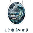 thumbnail image 1 of Acrylic Suncatcher Puzzle, Sea Stained Glass Window Hanging,Ocean Blue Waves Suncatcher for Window Hanging,Coastal Suncatcher, DIY Suncatcher Kits, 1 of 7