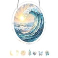 thumbnail image 1 of Acrylic Suncatcher Puzzle, Sea Stained Glass Window Hanging,Ocean Blue Waves Suncatcher for Window Hanging,Coastal Suncatcher, DIY Suncatcher Kits, 1 of 7
