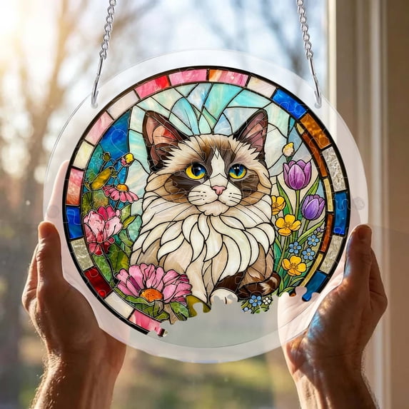 Acrylic Suncatcher Puzzle Window Hanging Decor Stained Glass Style Sun Catcher Ornament 83 Pieces DIY Art Craft Kit Color Light Reflection Home Window Wall Decor For Living Room Bedroom Gift