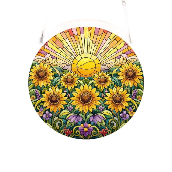 Acrylic Suncatcher Window Hanging Ornament 2D Sunflower Pattern Wall Home Decor 1 Pack