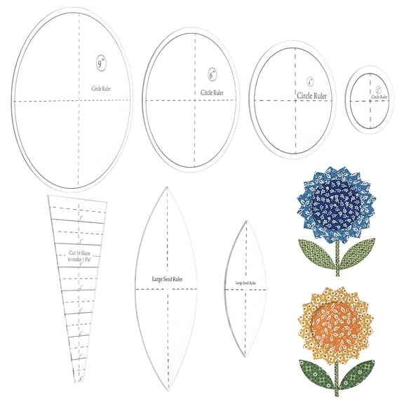 Acrylic Sunflower Quilting Rulers Set Trapezoid/Horse Eye/Round Templates Transparent Patchwork Sewing Cutting Craft Ruler DIY Tools Clear