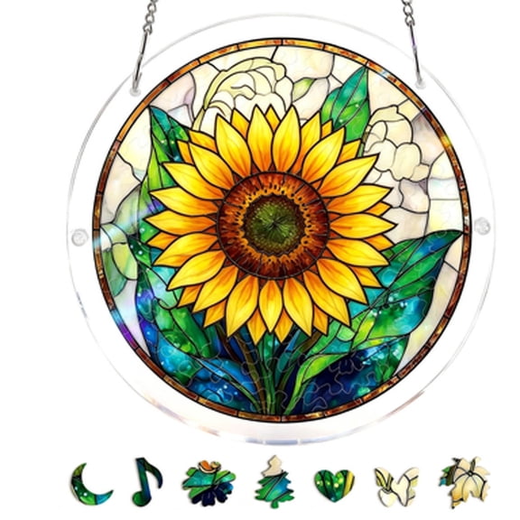 Acrylic Sunflower Suncatcher Puzzle, Rainbow Suncatcher Window Hanging Decoration for Living Room Bedroom, Summer Home Balcony Ornaments Decoration (1PC)