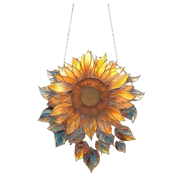 Acrylic Sunflower Window Hanging Wall Decorations Eye Catching Design Versatile for Home and Garden
