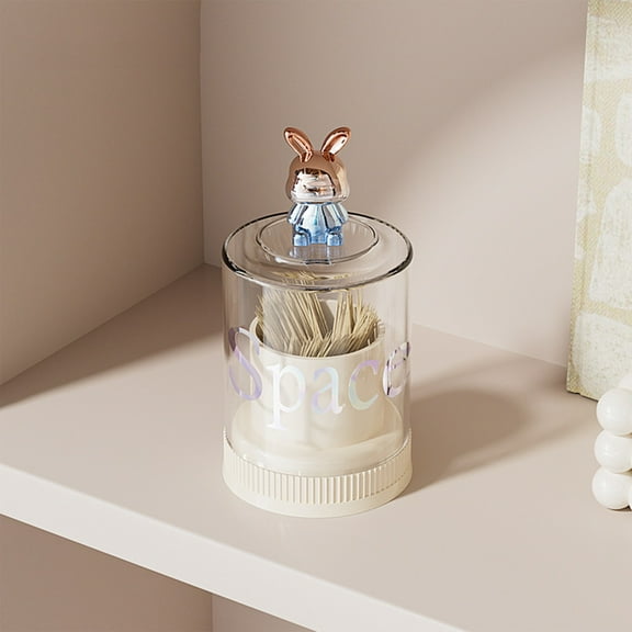 Acrylic Swab Storage Box Organizer | Cotton Pad Qtip Makeup Holder with Lid | Transparent Cosmetic Container for Bathroom, Jewelry, Lipstick | White Pink | 12.5x6.6x6.3cm Dustproof Multifunctional