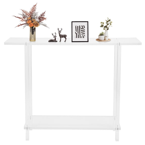 Acrylic Table Clear Entry Table Small Entryway Table W/ Open Shelves 1008020cm