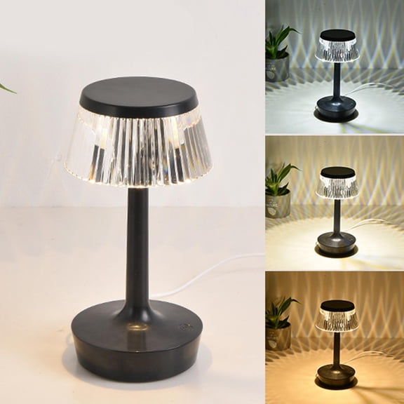 Acrylic Table Lamp for Bedroom Dimmable Night Light USB Bedside Lighting Living Room Restaurant Hotel Decoration - Black