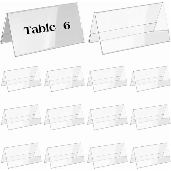 Acrylic Table Number Sign Tent Holder Desk Name Plate Display for Business Conference Clear 55x120x59mm
