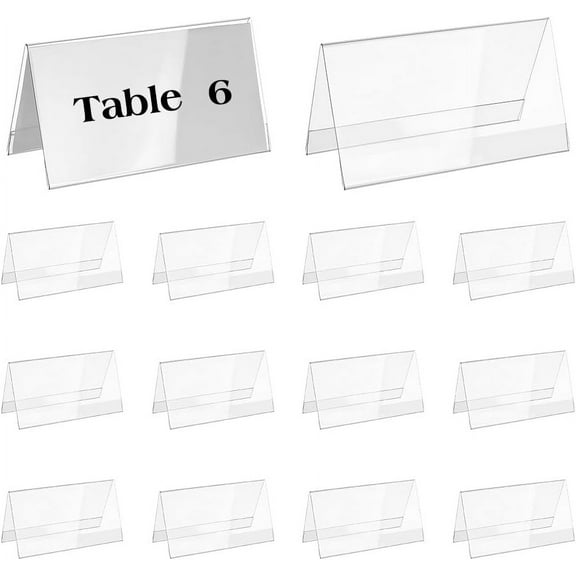 Acrylic Table Number Sign Tent Holder Desk Name Plate Display for Business Conference Clear 65x150x78mm