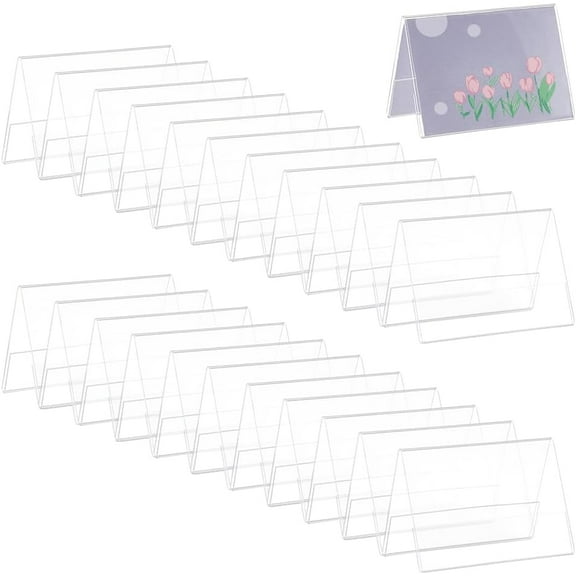 Acrylic Table Number Sign Tent Holder Desk Name Plate Display for Business Conference Wedding Restaurant Clear 89.5x49x64mm