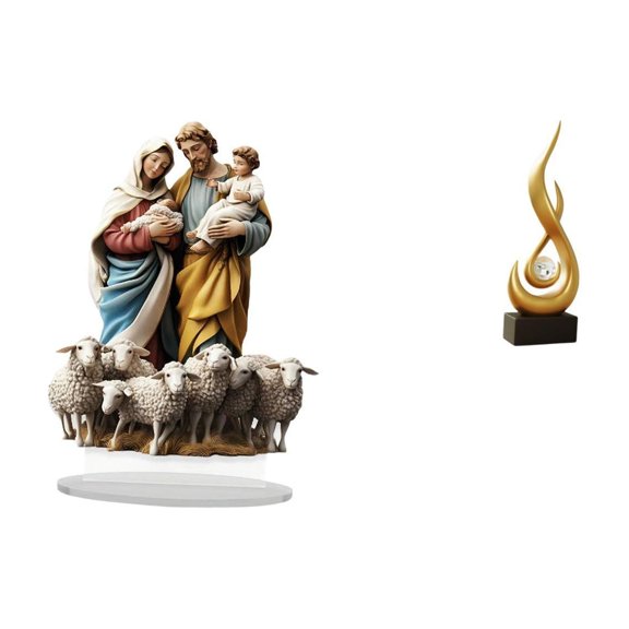 Acrylic Table Sign Desktop Ornament Resin Fire Statue Unique Modern Art Home Office Decor for Holiday Season