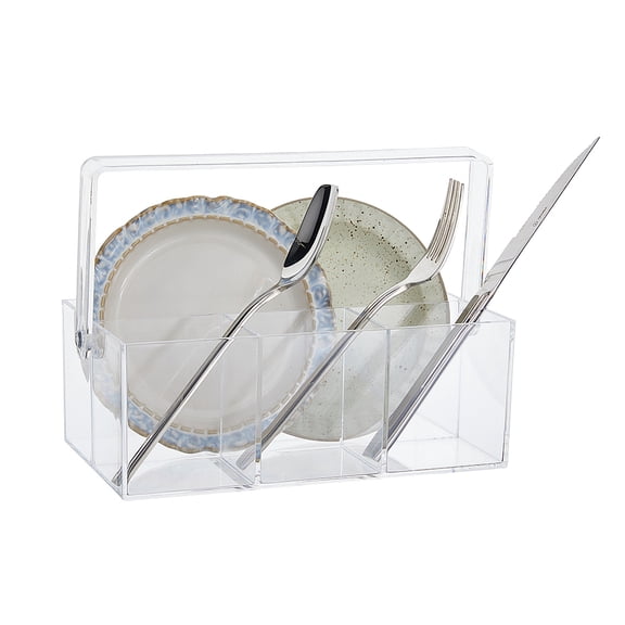 Acrylic Tableware Storage Box with Handle Clear 238x135x183mm