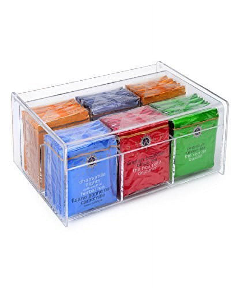 Acrylic Tea Box Organizer with Compartments Storage Organizer Storage Bin  Storage Box for Sweeteners Pepper Bags