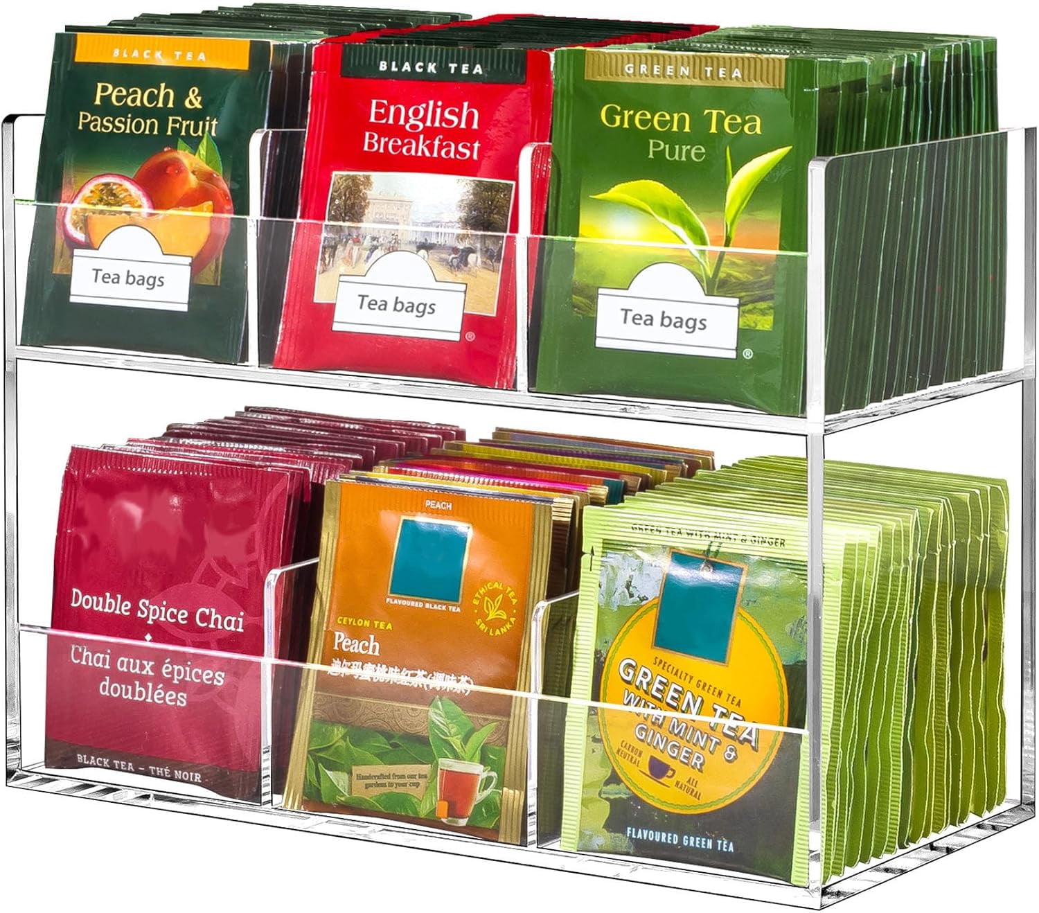 Acrylic Tea Bag Organizer for Tea Packets, No Assembly Required Display ...