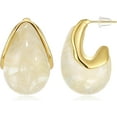 thumbnail image 1 of Acrylic Teardrop Earrings for Women, 14K Gold Plated Resin Chunky Hoop Earrings, Lightweight Hollow Open Drop Hoops Translucent Hypoallergenic Vintage Fashion Jewelry Gifts, 1 of 8