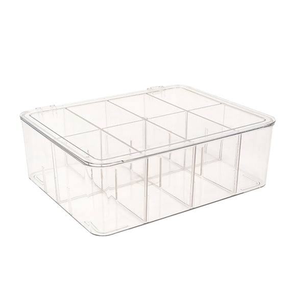 Acrylic Teas Bag Organizer with Lid for Drawer Clear Coffee Storage Box with Multiple Compartments Snacks Holder