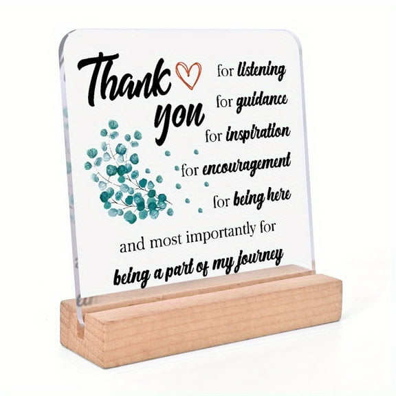 Acrylic Thank You Plaque - Desktop Decorative Plaque & Statues Inspirational Presents For Friends Coworkers Boss - Appreciation Gift For Farewell Retirement Thanksgiving Christmas