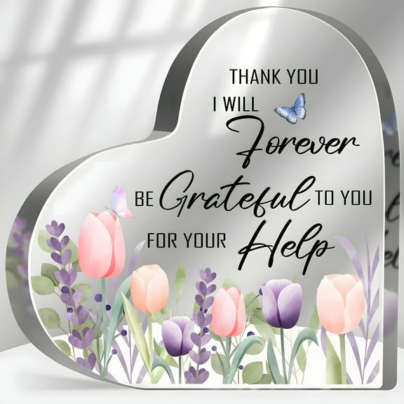 Acrylic Thank You Plaque With Floral Gratitude Gift For Colleagues Bosses Teachers Desk Decor Souvenir With English Inscription Appreciation Gift|Floral | Acrylic Material Appreciation Gifts