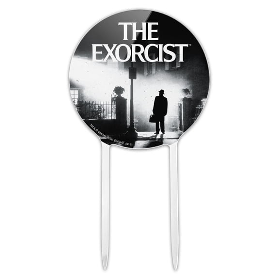 Acrylic The Exorcist Logo and Silhouette Cake Topper Party Decoration for Wedding Anniversary Birthday Graduation