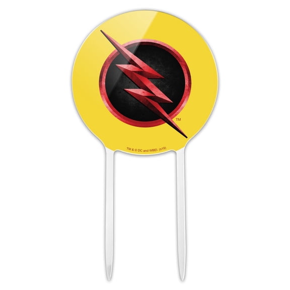 Acrylic The Flash TV Series Reverse Flash Logo Cake Topper Party Decoration for Wedding Anniversary Birthday Graduation