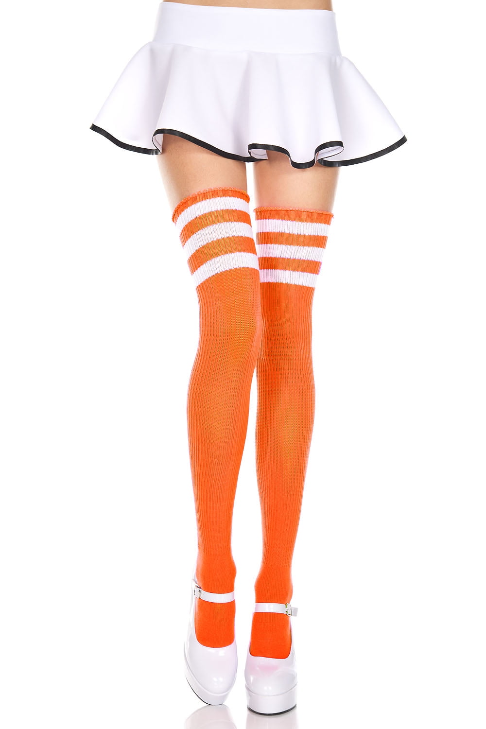 Acrylic Thigh High Women's Socks with Striped Top