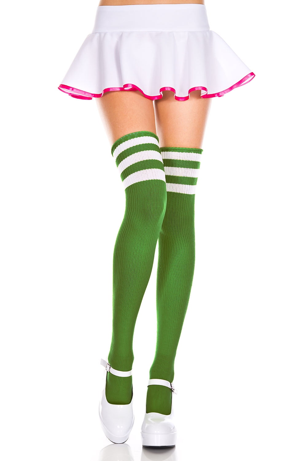 Acrylic Thigh Hight with Striped Top, Kelly Green and White