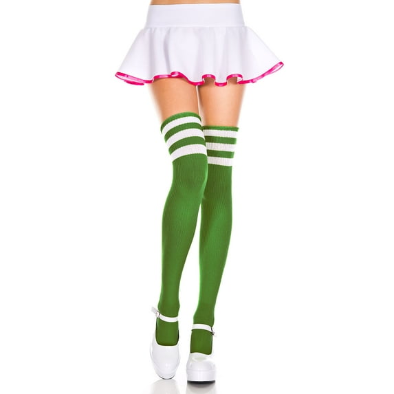 Acrylic Thigh Hight with Striped Top, Kelly Green and White