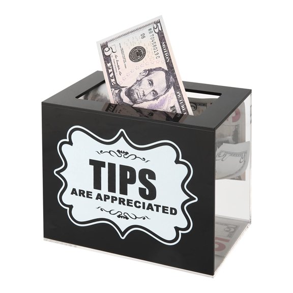 Acrylic Tip Collection Jar Donation Box 6" W x 5" H x 4" D