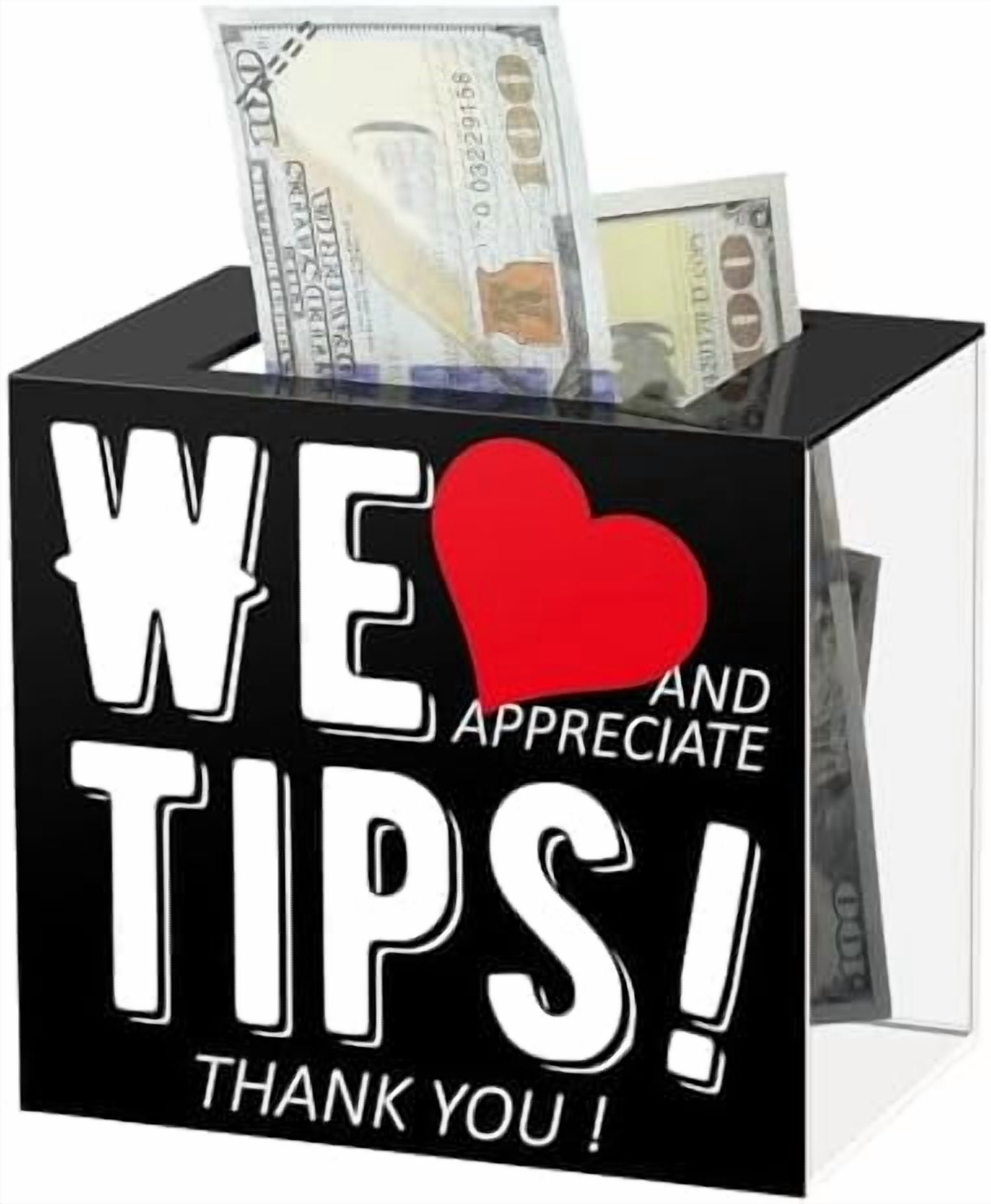 Acrylic Tip Jar for Bartender Bars 6 x 4 x 5 Inch Tip Collection ...
