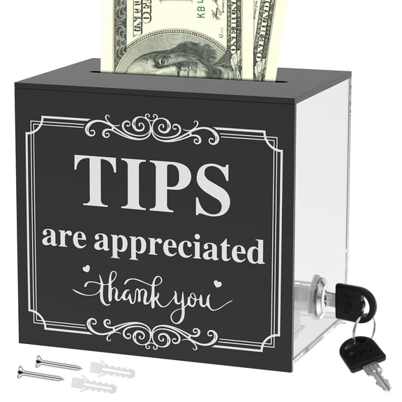 Acrylic Tip Jar for Bartender Portable Donation Suggestion Jar with Slot and Lock Tip Cash Collection Box Money Storage Container for Bar Restaurant Coffee Shop