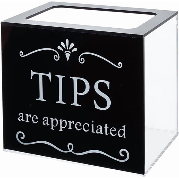 Acrylic Tips Jar for Money 6x4x5 Inch Black Tip Jar Box Plastic Donation Tip Boxs Voting Charity Container Suggestion Raffle Cash Storage Box for Bars Restaurants Driver Bartender