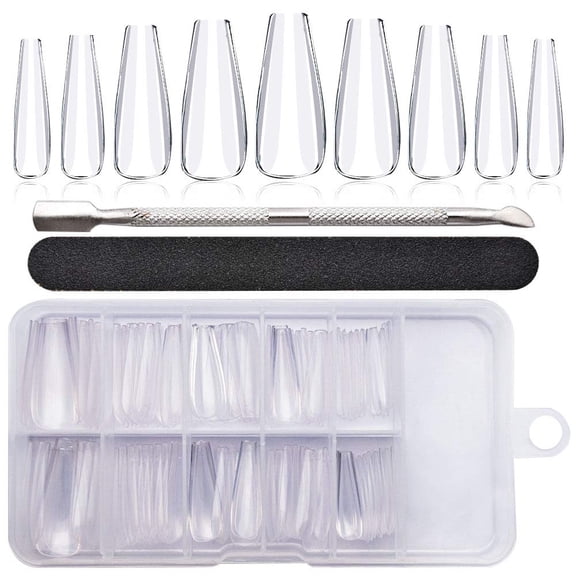 Acrylic Tips & Nail Art Set, $100 Box incl. File, Cuticle Tool & Salon-Grade DIY Kit for Long-lasting Glamour Nails Full Coverage False Nails