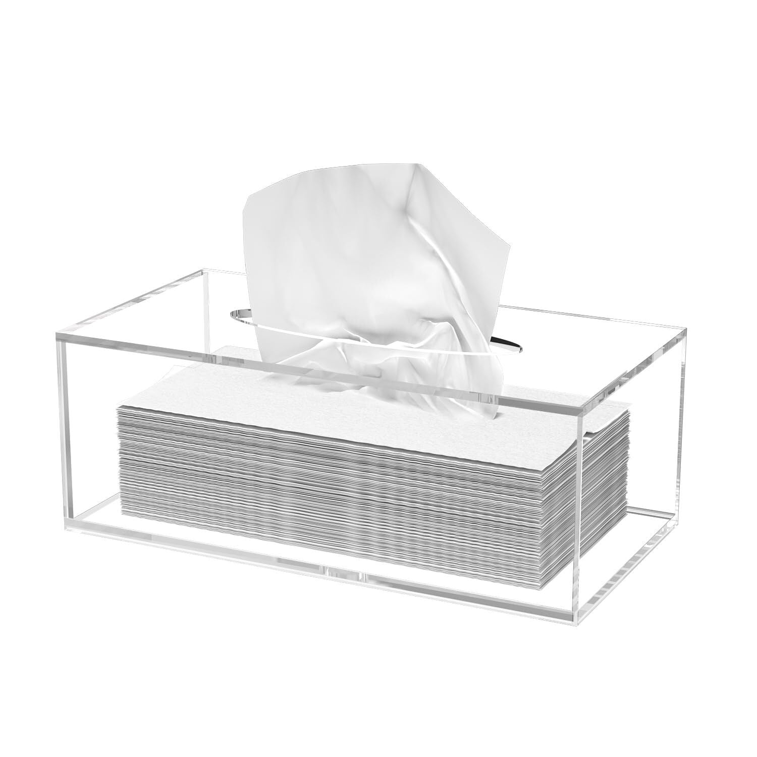A Acrylic Tissue Box Cover, Clear Tissue Box Holder, PITBVO Facial Napkin Dispenser Holder Case Dryer Sheet Holder for Car, Bathroom, Kitchen, Office, Living Room, Home, Laundry, Counter Hotel Use