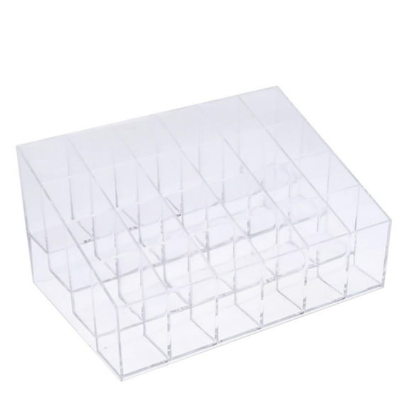 Acrylic Transparent Cosmetic Storage Box， Transparent 24 Grids Lipstick Organizer and Storage Cosmetic Storage Display Case Stand for Lipstick Nail Polish Makeup Brush