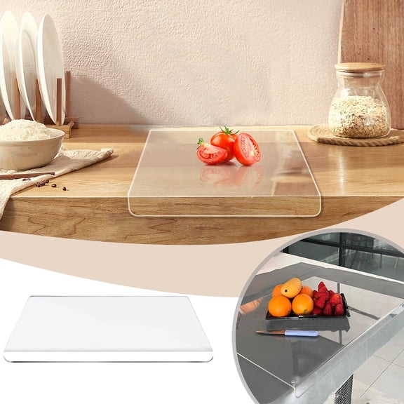 Acrylic Transparent Cutting Board, Non-Slip Lip Design Chopping Board for Kitchen, Food Safe Clear Plastic Countertop Protector