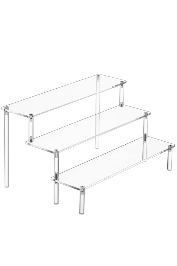 Acrylic Transparent Figurine Display Shelf, Stepped Design Showcase Stand for Collectibles, Multi-Tier Clear Organizer,B - 20X8CM